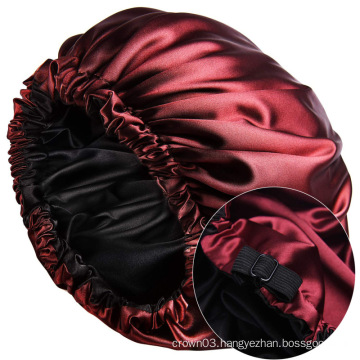 UNIQ Double Layers Sleeping Hair Bonnet Silk Satin Adjustable Women Braid Bonnet for Curly Hair